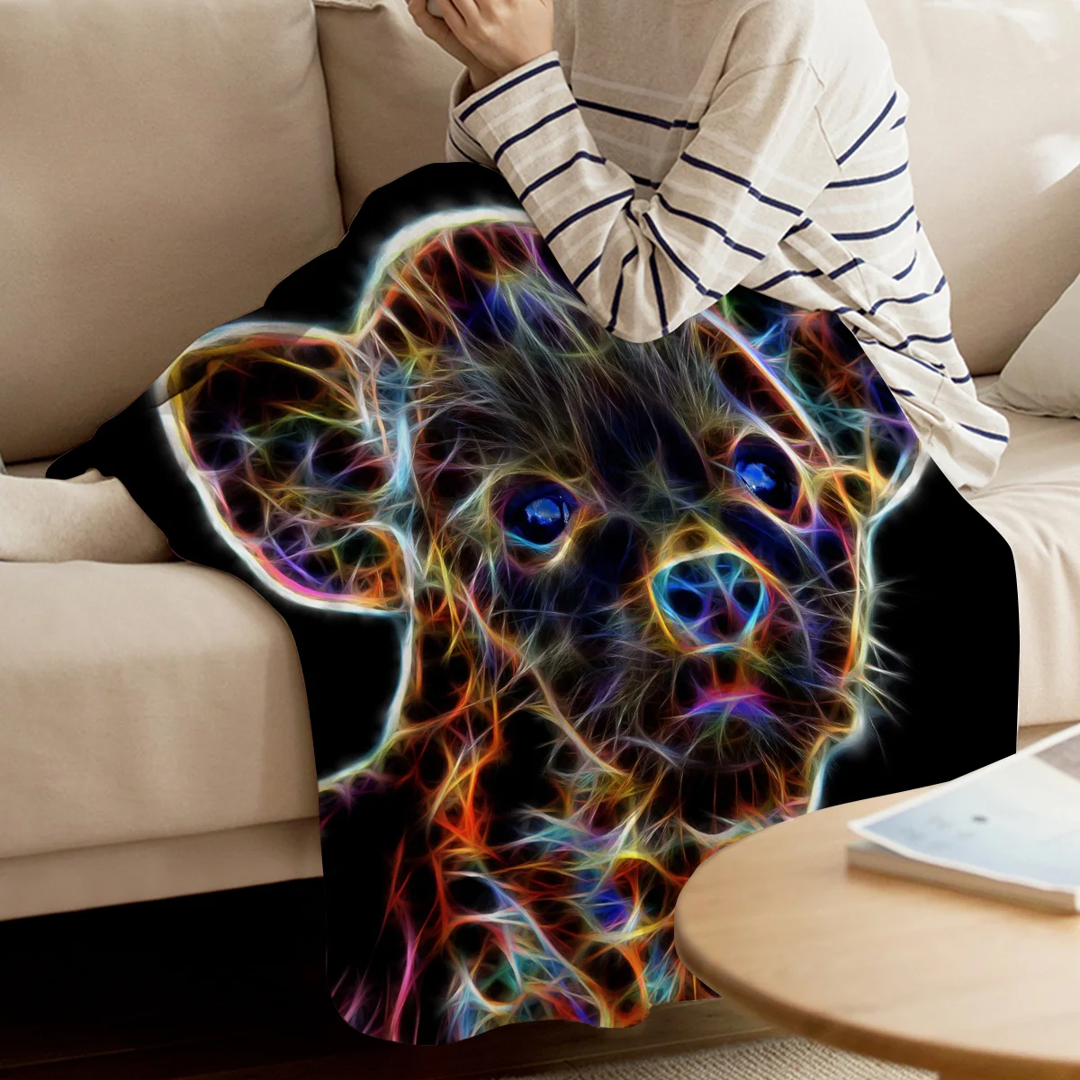 Одеяло в африканском стиле с изображением пятнистой гиены портативное