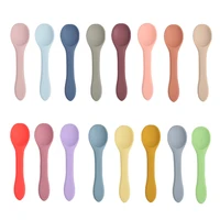 baby soft silicone spoon candy color safety baby learning spoon non slip utensils children kids boy girl food feeding tool