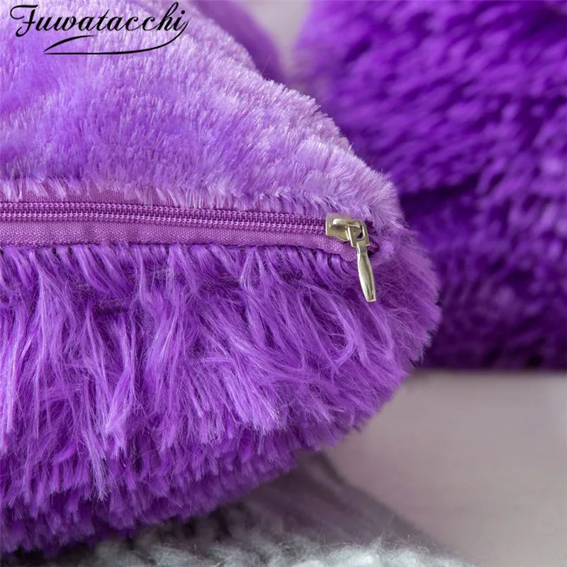 Плюшевые одноцветные наволочки Fuwatacchi Цветные Короткие шерстяные на диван