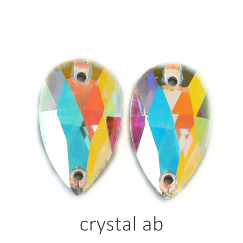 Crystal AB 11x18 мм Красочные 24 цвета лучшее качество пришить стразы каплевидной формы бутик стекло Flatback пришить декоративные камни для одежды F0051 - Цвет: Crystal AB