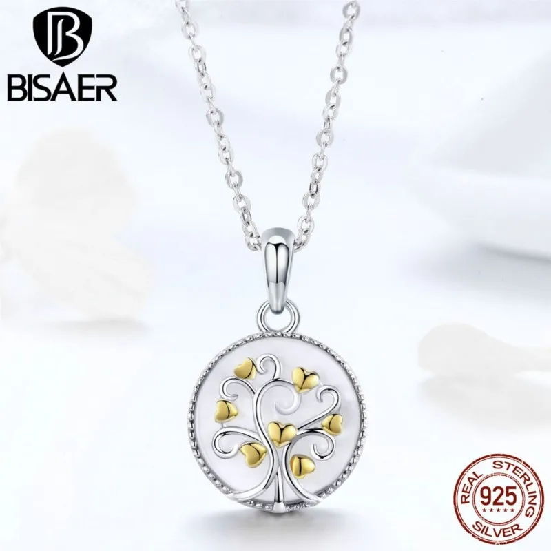 

BISAE Collar 925 Sterling Silver Fashion Tree of Life Family Tree Coin Necklaces Pendant Women Sterling Silver Jewelry ECN296