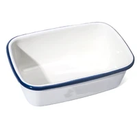 enamel enamel rectangular thickened fresh keeping box snack box butter box wood cover curling porcelain box