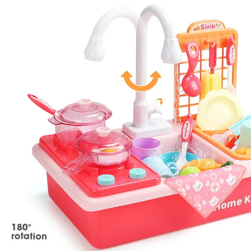 Электрическая посудомоечная машина детская пластиковая, для ролевых игр, кухонные игрушки с электрической водой, набор для мытья раковины, ... от AliExpress WW