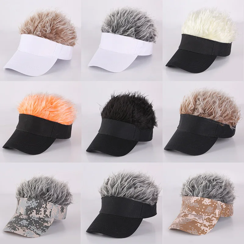 Autumn And Winter Wig Baseball Cap New Men's And Women's Funny Hat Creative Personality Wig Cap Integrated Duck Tongue Cap