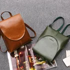 Винтажный рюкзак из натуральной кожи для женщин, элегантный кожаный школьный ранец, кофейногозеленогокоричневого цвета