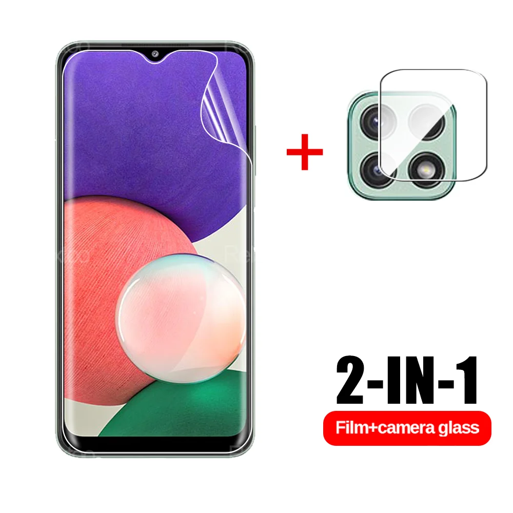 

2-IN-1 Hydrogel Front Film + Soft Lens Glass For Samsung Galaxy A22 Screen Protector Safety Protective Glass On A 22 SM-A226B/DS