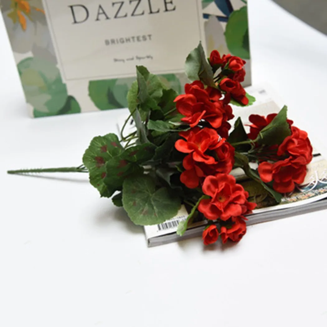 Искусственная герань красные и розовые цветы растение искусственный цветок для