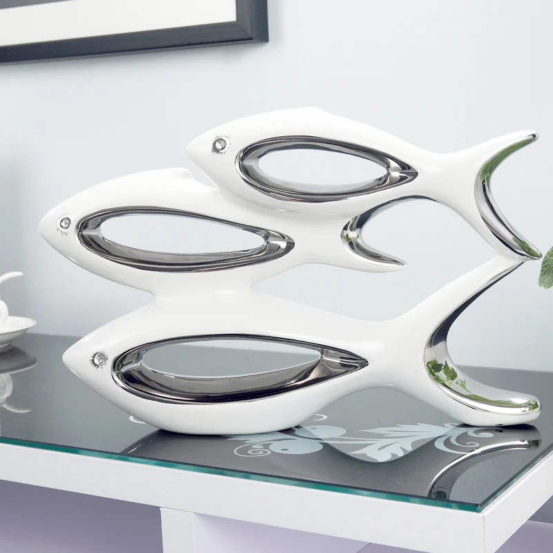 Креативное современное три украшение в виде рыбы ТВ композиция шкафа гостиной