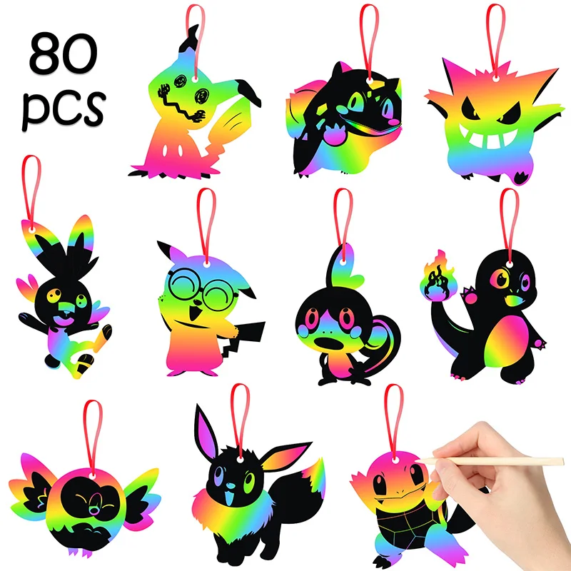 Набор бумажных скретч-карточек с радугой 80 шт. |