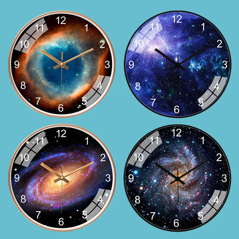 

[10-12 Inch] Nordic Sky Galaxy wall Clock for Living Room Bedroom Home Decorations Hanging Clock Creative Wall Art Decor