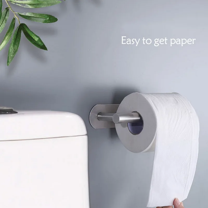 

Toilet Paper Holder Stainless Steel Self-adhesive Wall Toilet Roll Hanger Bar Bathroom Lavatory Dispenser