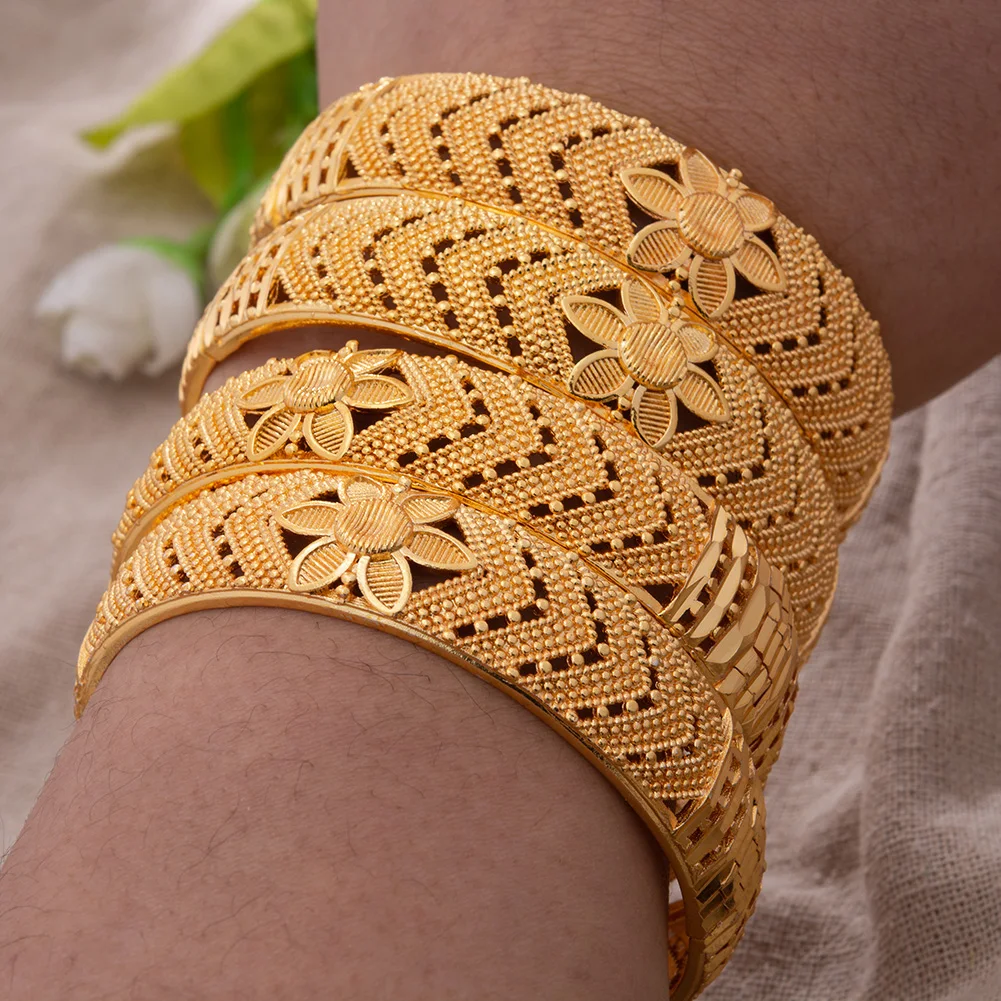 4 шт./лот, браслеты для женщин и девушек, свадебные ювелирные изделия, браслет невесты из африканского золота