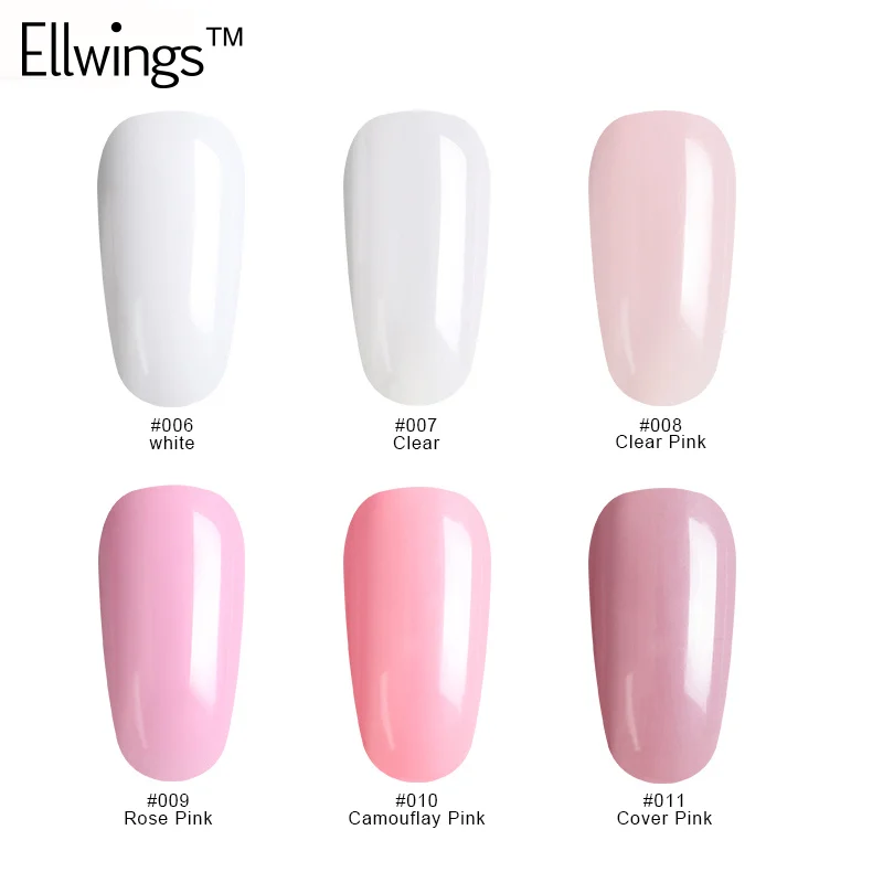 Набор полигеля Ellwings 6 шт. быстрое наращивание прозрачная жвачка камуфляжная