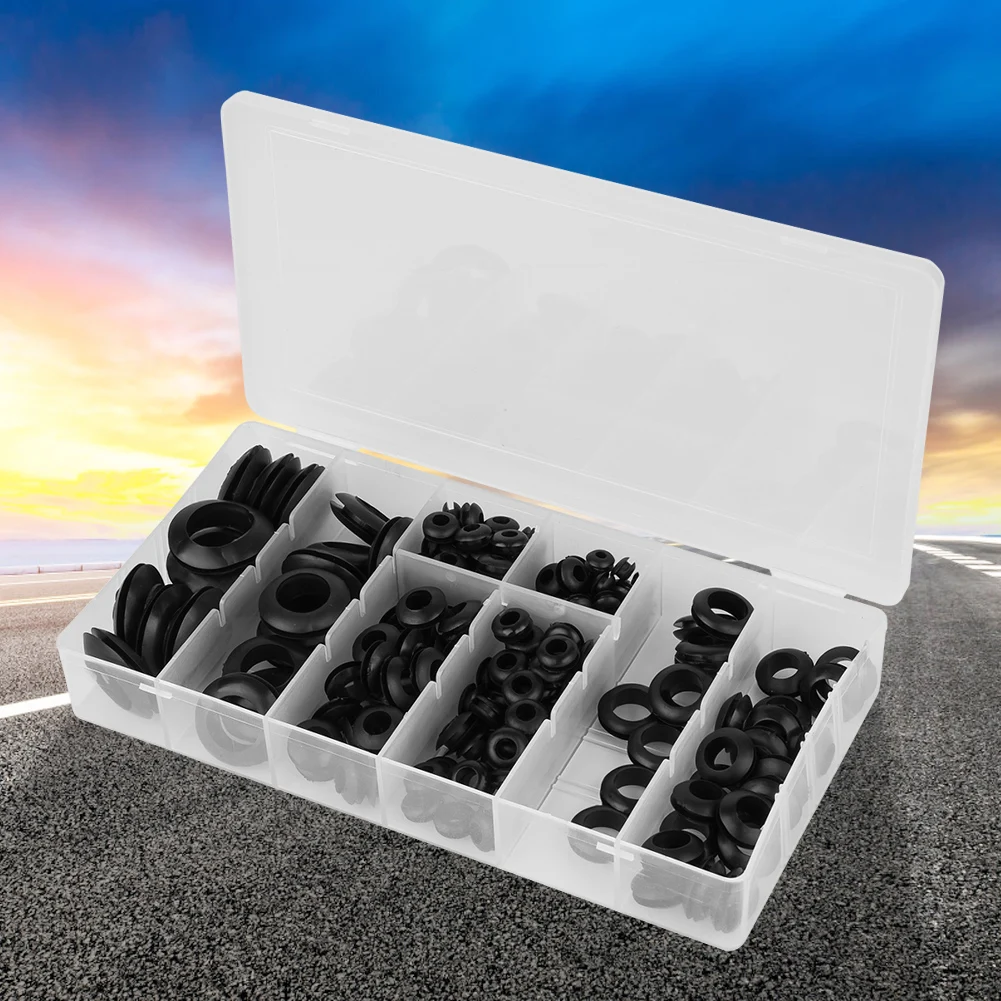 

200pcs Black 3/16"\1/8"\1/4"\5/16"\3/8"\1/2"\5/8"\3/4" Rubber Grommet Sealing Ring Set