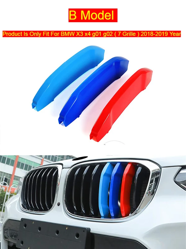 

Стайлинг автомобиля для BMW X3 x4 f25 f26 g01 g02 Аксессуары Передняя решетка головки для M Sport Stripes Grill Чехлы Кепка Рамка Авто наклейки