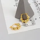 Серьги-кольца серебряные бусины 925 пробы для женщин и мужчин, повседневные геометрические украшения