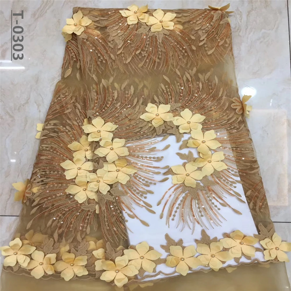 Нигерия 3d Цветочная кружевная ткань высокое качество сетчатые кружева с