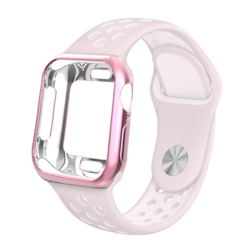light pink white 17 Ремешок для часов apple watch 4 Band correa apple watch 42 мм 38 мм 44 мм 40 мм iwatch series 5 4 3 2 Силиконовый браслет pulseira ремешок для часов - Цвет ремешка: light pink white 17