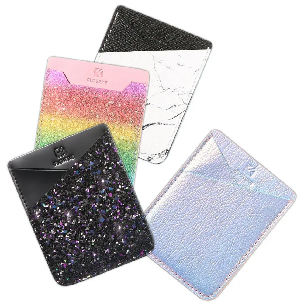 

Hot sale Fashion Shining Mobile Phone ID Credit Card Holder Wallet Credit Pocket Adhesive Back Sticker Pouch Phone Accessories