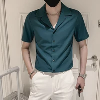 shirt mens summer arrivals short sleeve casual solid color trend streetwear new hot sale