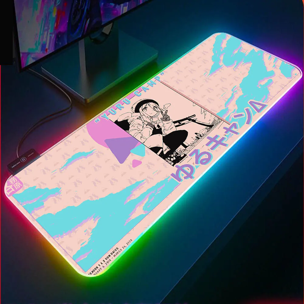

Anime Yuru Camp Calendar Mouse Pad RGB Cute Girl Mouse Pad XXL Laptop Office PC Gaming Accessories LED Gaming Mouse Pad Desk Mat