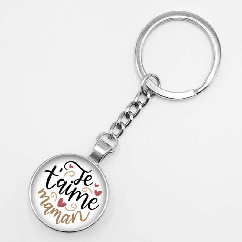 Новинка 2019 популярный выпуклый брелок с круглым стеклом французский надписью Je