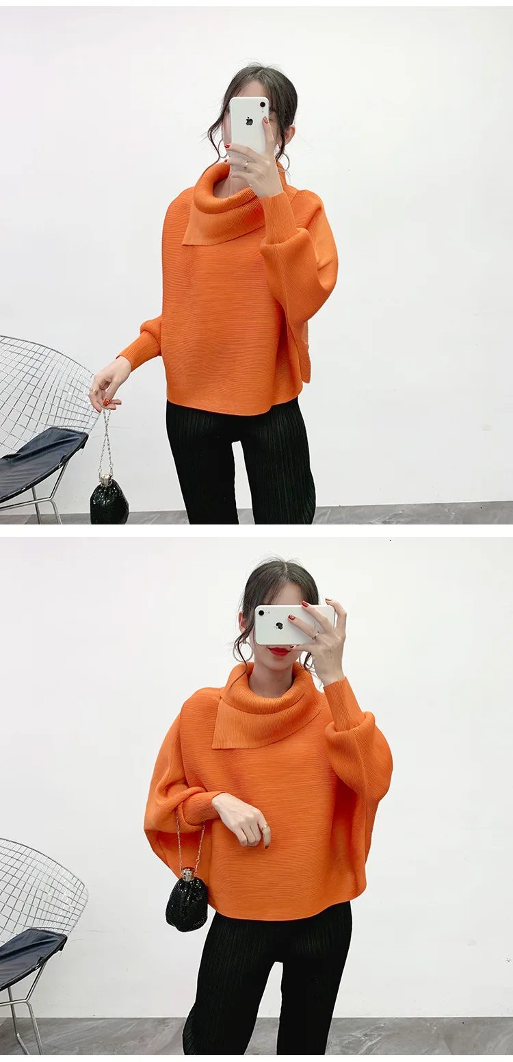 LANMREM New Scarf Collar Batwing Sleeves Pullover Twice Pleated Thickness Loose Autumn And Winter Sweatshirt WJ74304
