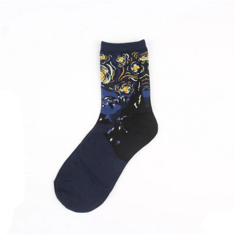 Новинка осень и зима серия масляной живописи мужские женские пары носки западная