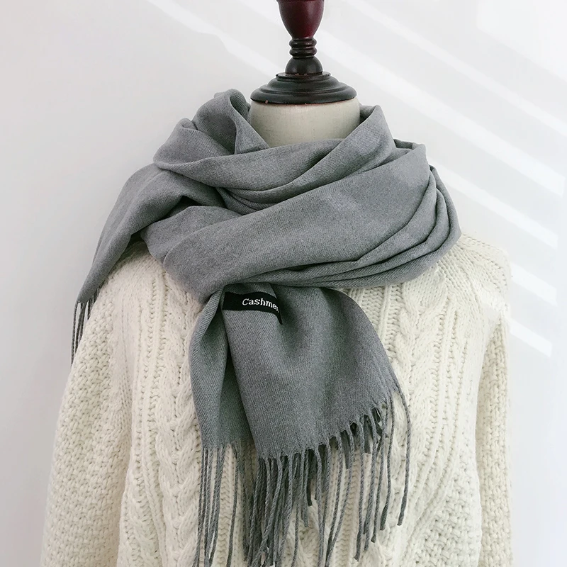 

Pure color scarf female winter Korean version of the wild student autumn and winter thickening long cashmere red male scarf tide