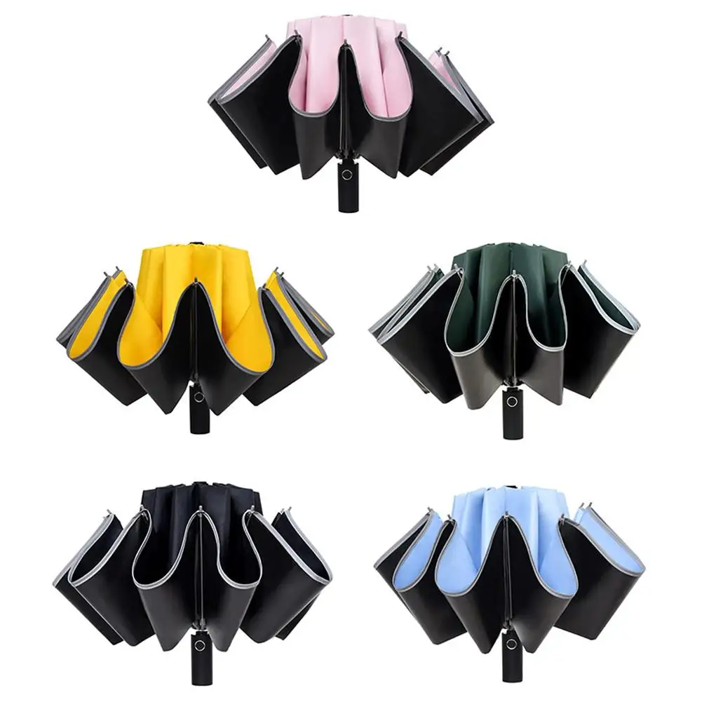 

Inverted Umbrella Windproof Anti-UV Automatic Folding Umbrella Night Reflective Strip Auto Reverse Umbrella