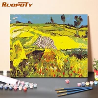 ruopoty wheat field framed painting by numbers for adults kids scenery acrylic painting home decor unique gift