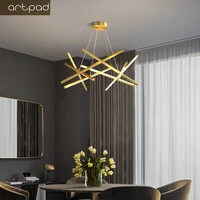 artpad gold black led chandelier lighting for living room home decoration hanging lamp modern simple iron chandeliers
