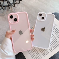 candy shockproof silicone bumper phone case for iphone 11 12 13 pro max x xs xr max 8 7 plus transparent protection back cover