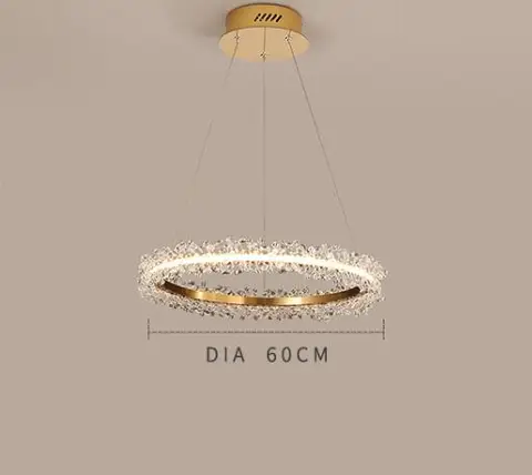 Современная хрустальная люстра, комбинированные светодиодные светильники с золотым кольцом для гостиной, украшение для дома