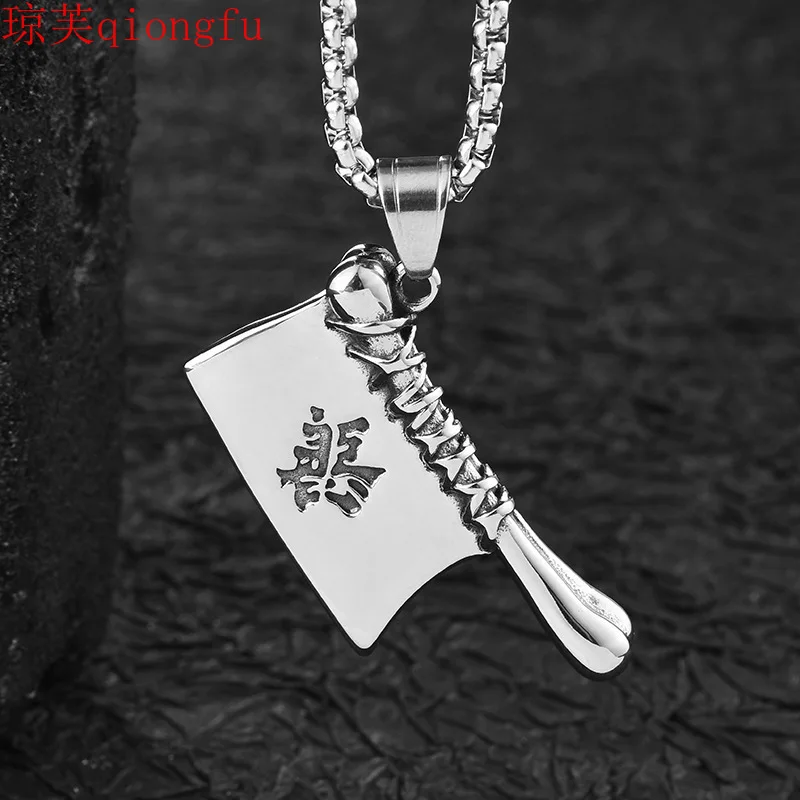

Hip-hop personality chopper men necklace pendant hip-hop street titanium steel sweater chain pendant accessories indian jewelry