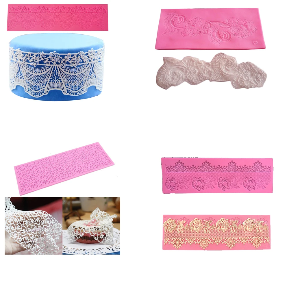 Силиконовые формы для помадки торта кружева тисненые сахарный кружевной коврик