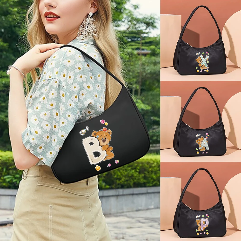 

Bolsas Tote Mini Shoulder Underarm Bags Handbags Cute Little Bear 26 Letter Print Pouch Shopper Messenger Bag Luxury Bag Woman