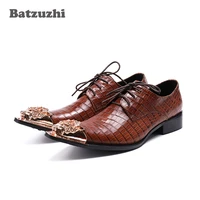 batzuzhi genuine leather shoes men luxury handmade men shoes gold metal tip formal business shoes oxfords party zapatos hombre