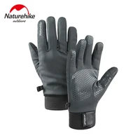 naturehike touch screen slim five fingers gloves soft patchwork sports cycling fleece glove kit hiking driving winter spring red