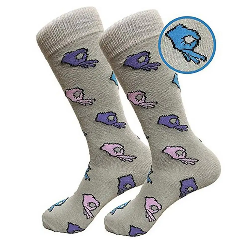 18 Colors Men Unisex Winter Knitted Mid-Calf Long Crew Socks Funny OK Gesture Printed Hip-Hop Trendy Cotton Hosiery Skateboard