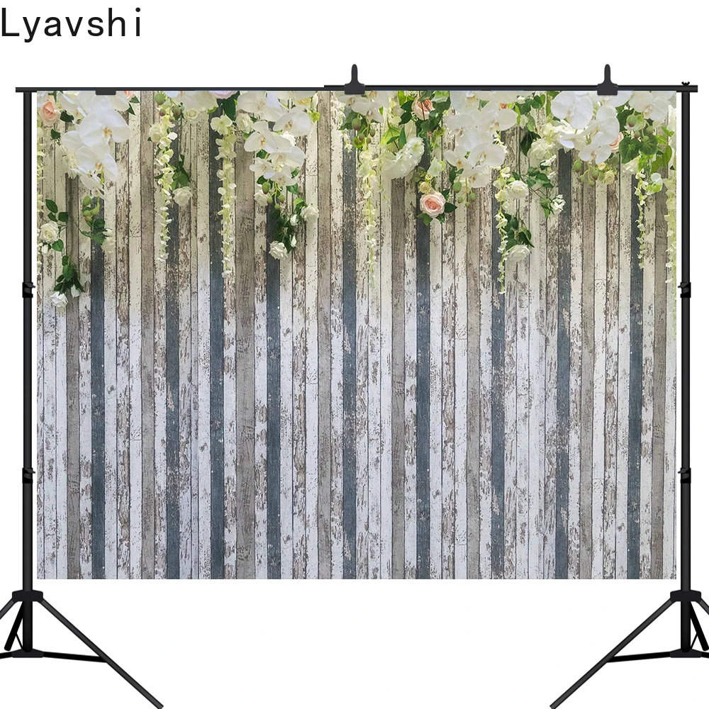 

Виниловый фон Lyavshi для фотосъемки в деревенском стиле, свадьба, цветы, деревянная стена, реквизит для студийной фотосъемки, Декор