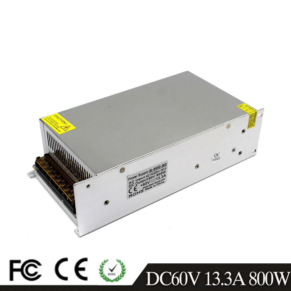 AC DC 60V 13.3A 800W адаптер питания AC110V 220V трансформатор DC60V светодиодный драйвер SMPS для
