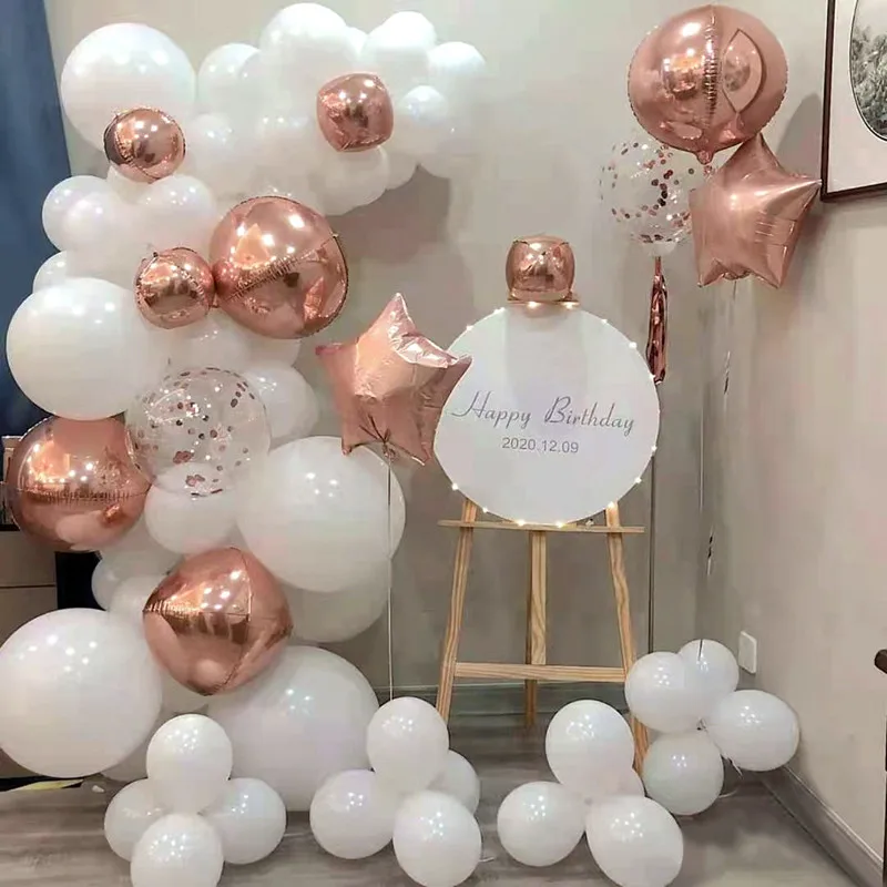 

88Pcs/set White Latex Balloon Garland Arch Rose Gold Confetti Balloons Star Foil Baloon Kids Birthday Party Decor Wedding Globos