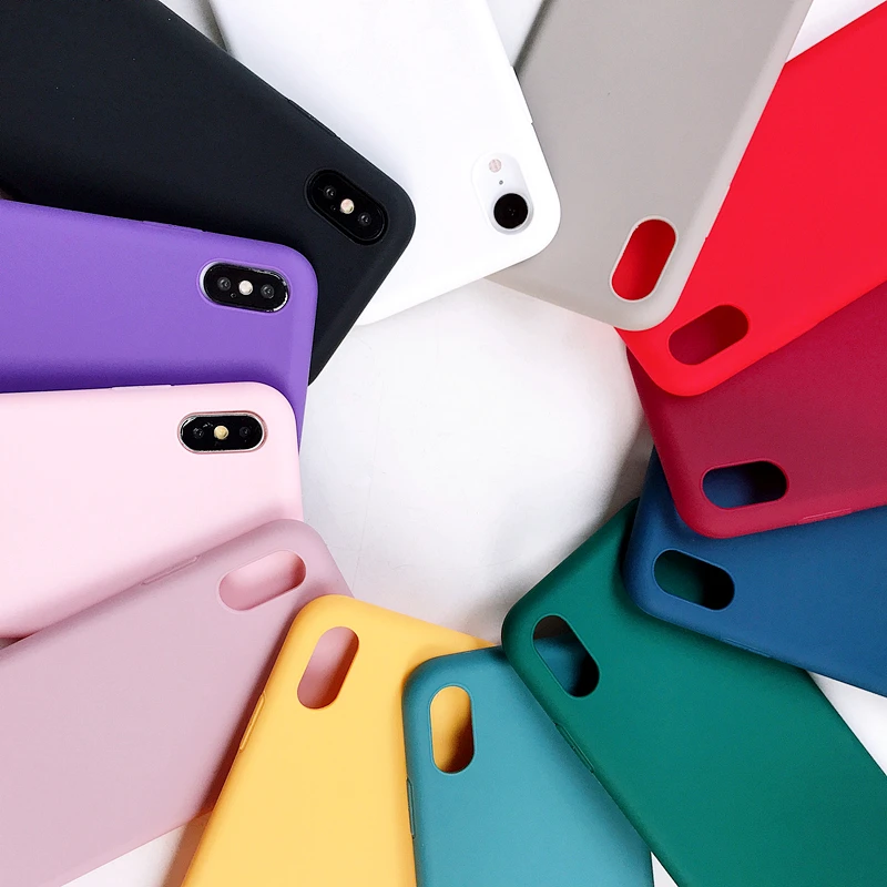 iphone XR X XS Max 6 6S 7 8 Plus 11 11Pro Cute Candy Color Soft Simple Fashion Phone Case Solid Silicone Couples Cases | Мобильные