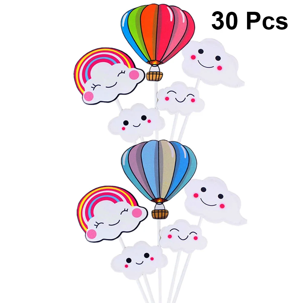 30 шт. милые топперы для торта декоративные воздушные шары облако радуга