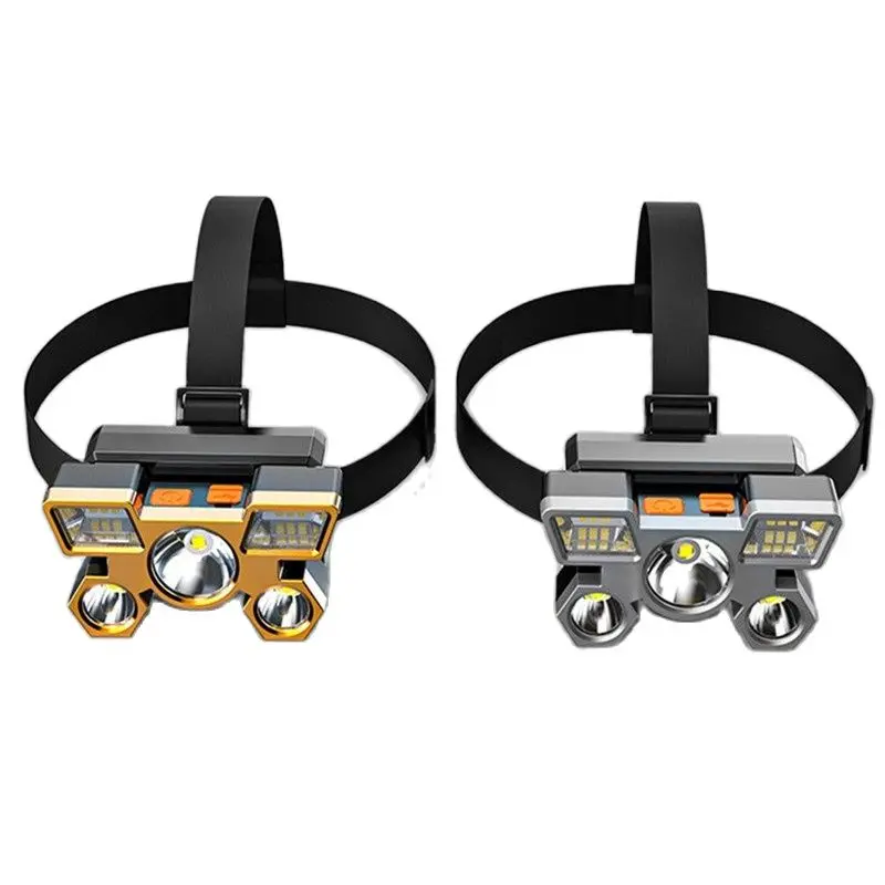 Налобный фонарь с 5 светодиодный одами и встроенным аккумулятором на 1200 мАч 18650 лм