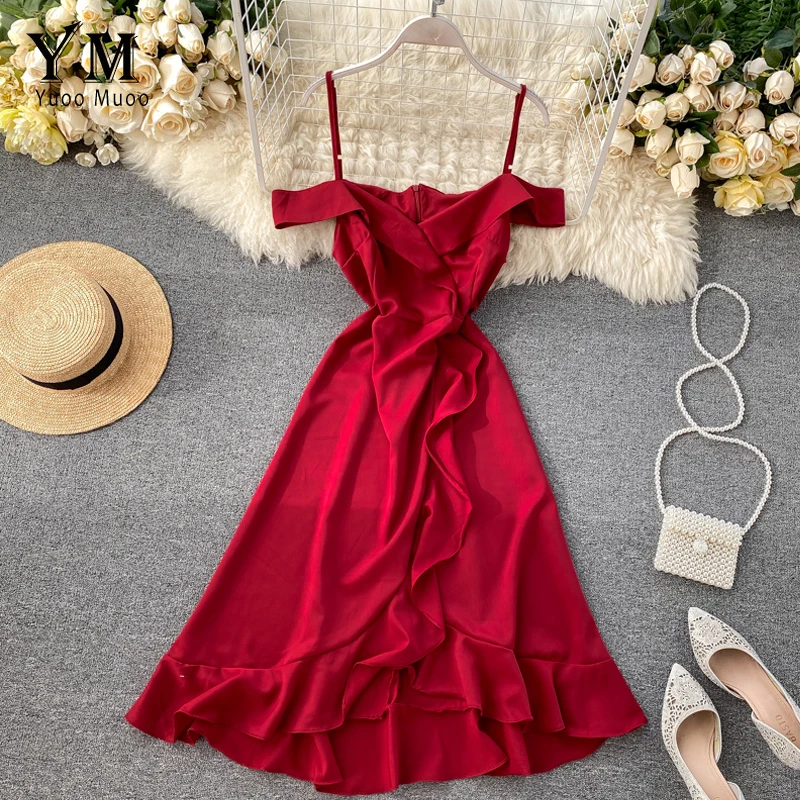 YuooMuoo/Новинка 2020 года Платье в стиле бохо на тонких бретельках Сексуальное