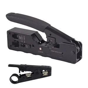 1 set high quality network telecom crimping tool for rj45 rj11 cat7 cat6a cat5 modular plugs metal plier crimper combo kit free global shipping