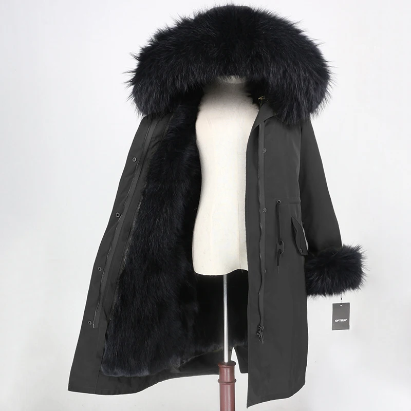 Женская длинная парка из водонепроницаемой ткани зимнее пальто со съемной