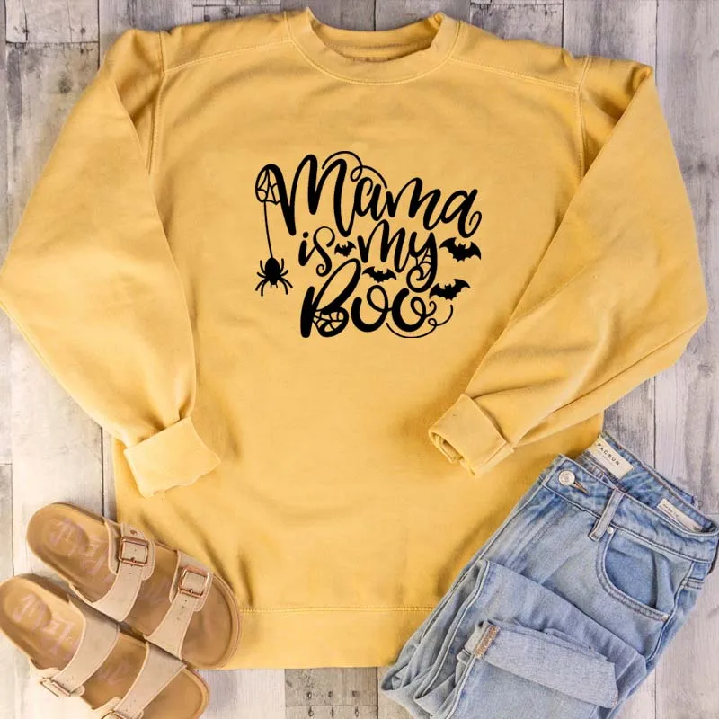 

Mama Is My Boo Kids Halloween sweatshirt women fashion pure cotton casual hipster vintage pullovers holiday gift party quote top